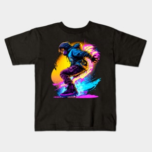 Winter Snowboarding  Christmas Graphic Graffiti Art - Holiday Gift Retro Kids T-Shirt